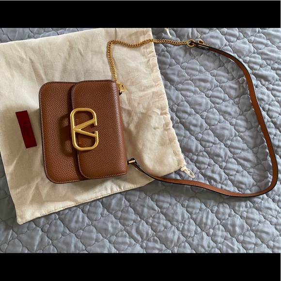Valentino Vsling bag small, tan color used once. Stickers still intact. - Picture 3 of 14